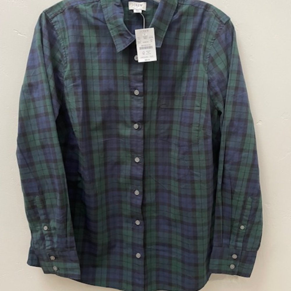 J.Crew Red Tartan Plaid Long Sleeve Flannel Button Up Shirt Size PL NWT